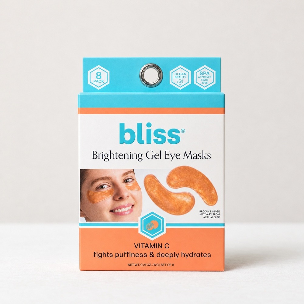 Bliss Brightening Gel Eye Masks with Vitamin C 8 Pack Fights Puffiness Hydrating